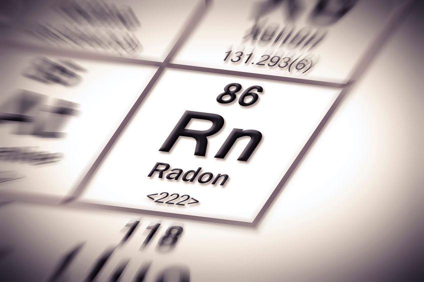 Radon gas concept image of Radon 86 on periodic table